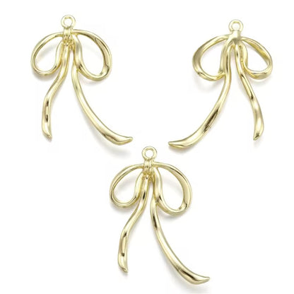 BBB 413 Wavy Bow Spray Painted alloy Charm ( 1 pc ) High Quality Shine