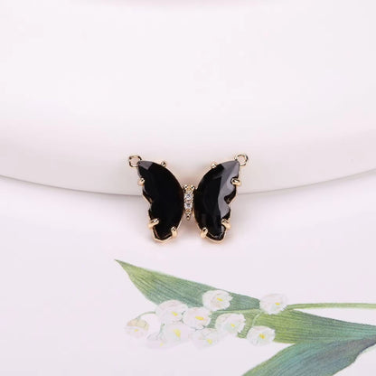 BBB 206 (d) Black Butterfly 14k gold plated Zircon crystal charm ( 1 pc ) Anti tarnish ( 22:16 mm )