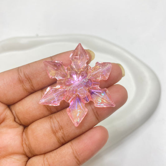 BBB 139 (C) pink shiny irrediscent snowflake Acrylic bead (1PC)