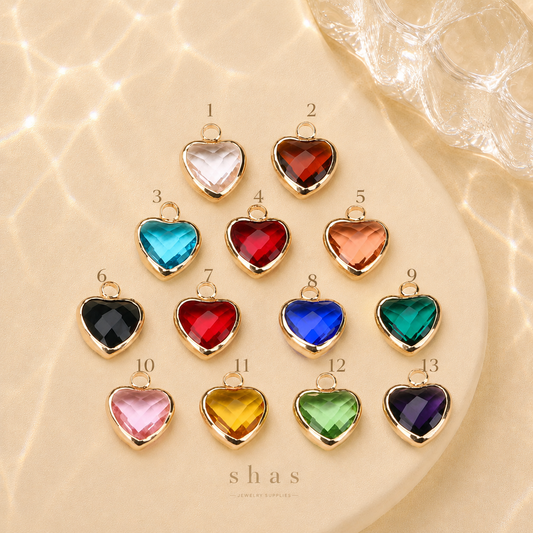 GPC16C Heart Zircon Charm ( 1 pc ) 14k gold plated crystal
