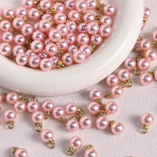 BBB 232 (f) Light Pink Pearl Shiny Bead Drop charm ( 1 pc ) UV Plated Acrylic ( 15:10 mm )