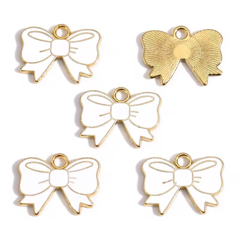 EC07P Bow enamel charm ( 1 pc ) High quality shine ( 14:18 mm )