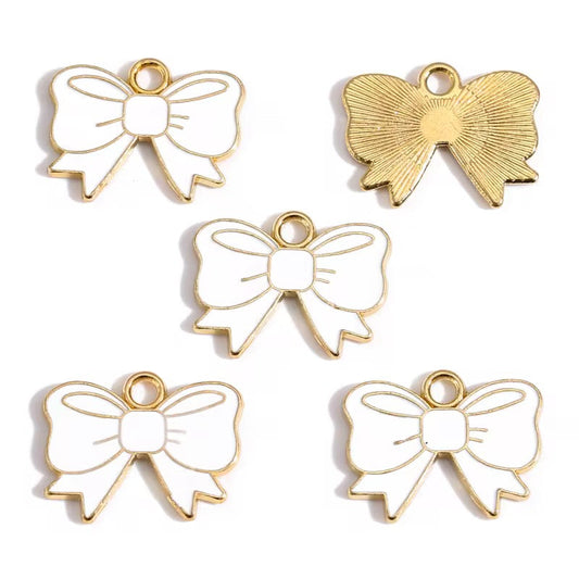 EC07P Bow enamel charm ( 1 pc ) High quality shine ( 14:18 mm )