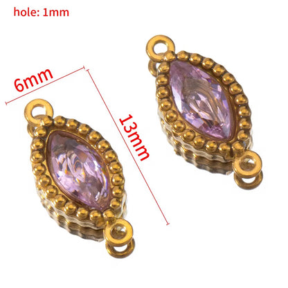 BBB 266 (g) Light Pink Zircon Connector 18k Gold PVD plated 316 stainless steel ( 1 pc ) Anti tarnish ( 6:13 mm )