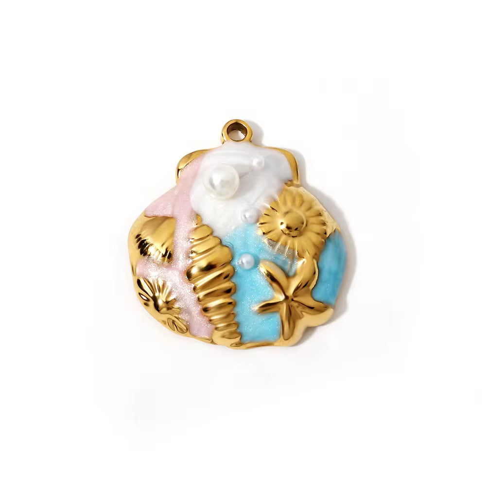 SS 1142 Multi charm Shell Charm 18K Gold PVD plated stainless steel ( 1 piece ) Anti tarnish ( 22:20 mm )