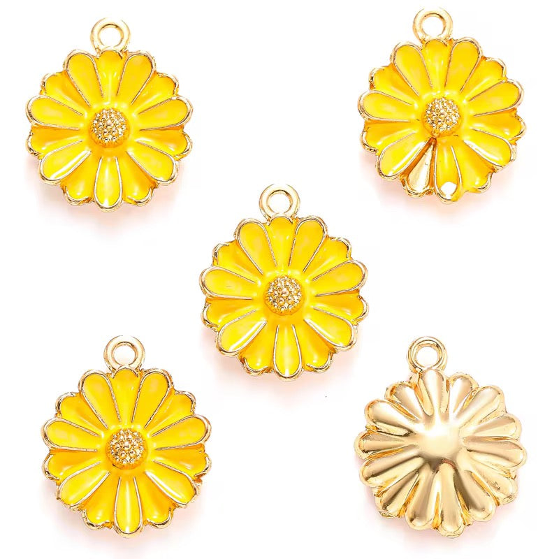 BBB 359 (a) Yellow Floral enamel charm ( 1 pc ) High quality shine