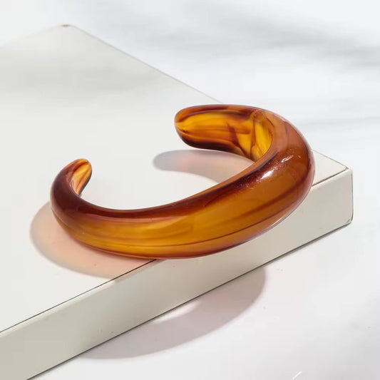 SJ 611 Brown Open Cuff type Acrylic resin bangle - Anti tarnish