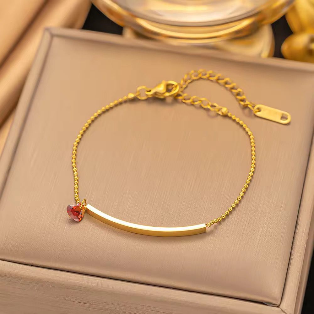 BSJ20F Red stone Bracelet 18k Gold PVD plated