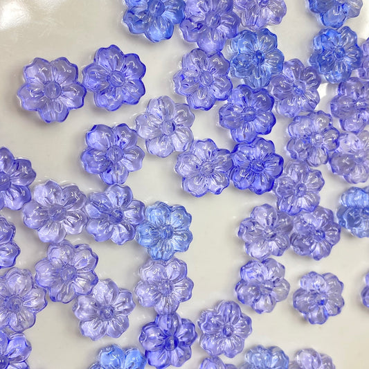 GB632 Blue Sakura flower glass bead