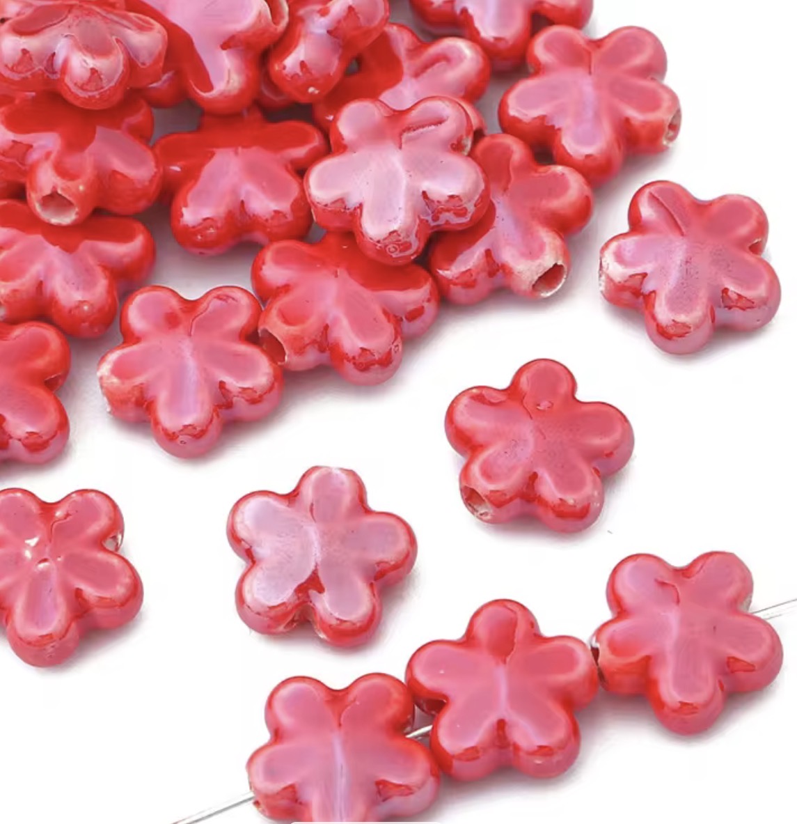 BBB 374 Floral Ceramic Bead ( 1 pc ) Porcelain Ceramic ( 12 mm )