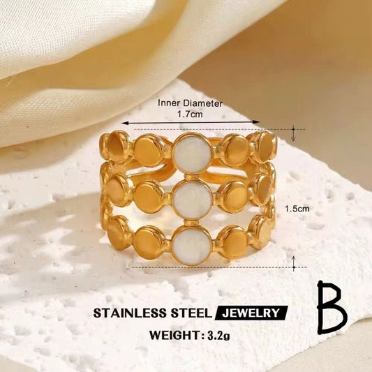 RSJ15B ENAMEL rings -  18k Gold PVD plated 316 stainless steel - Anti tarnish
