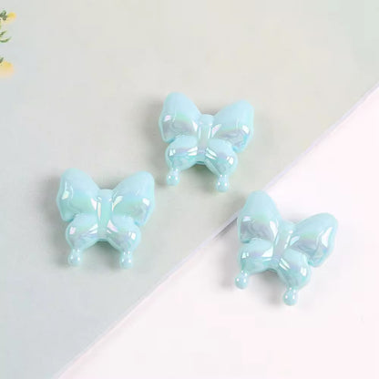 BBB 303 (a) Light Blue Butterfly Holographic Shiny  Bead ( 1 pc ) UV Plated Acrylic ( 29:29 mm )