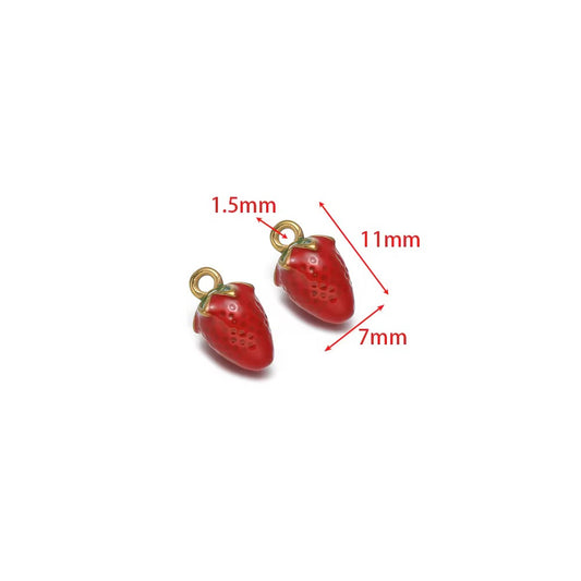 SS 3185 Strawberry Charm 18k Gold PVD plated 316 stainless steel ( 1 pc ) Anti tarnish