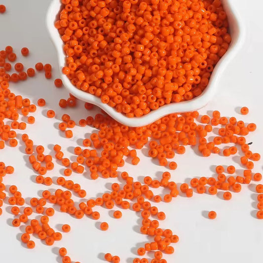 BBB 150 (g) Orange Tiny Solid Rice Czech Glass bead ( 1 gm - around 60 to 70 piece) High Quality ( 2 mm )