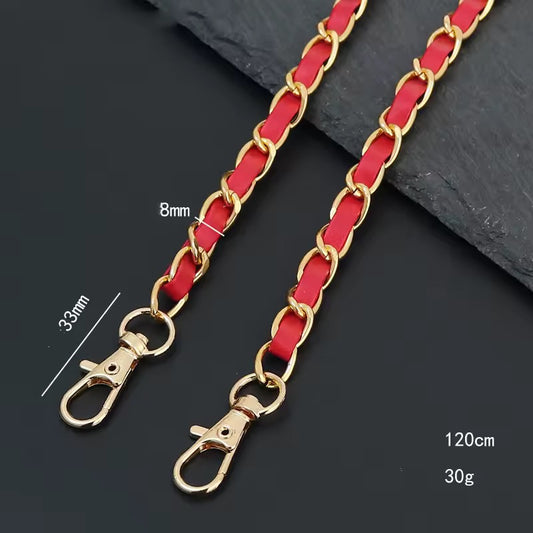 BBB 272 (d) Red Handbag Shoulder Strap - Chain and leather Bag Hardware ( 1 pc ) ( 120 cm )