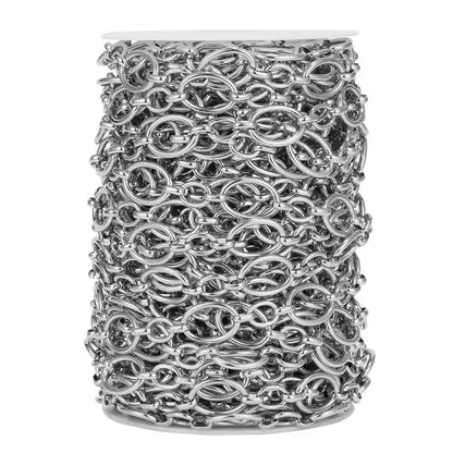 CN 93 Big Chunky Oval Cable Link Chain Silver Stainless steel( 1 feet ) Anti tarnish ( 9:16 mm )