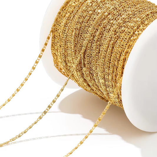 CN 377 Textured Link Chain 18k Gold PVD plated 316 Stainless steel ( 1 feet ) Anti tarnish ( 2 mm )