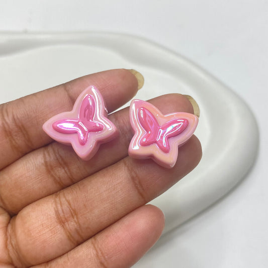 BBB 140 (D) light pink shiny butterfly Acrylic bead (1PC)