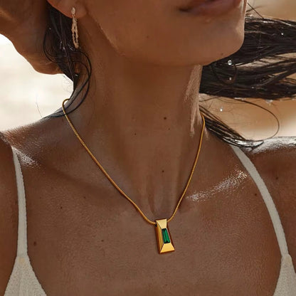 SJ 945 Vintage Style Zircon Snake chain Necklace - 18k Gold PVD plated stainless steel - Anti tarnish