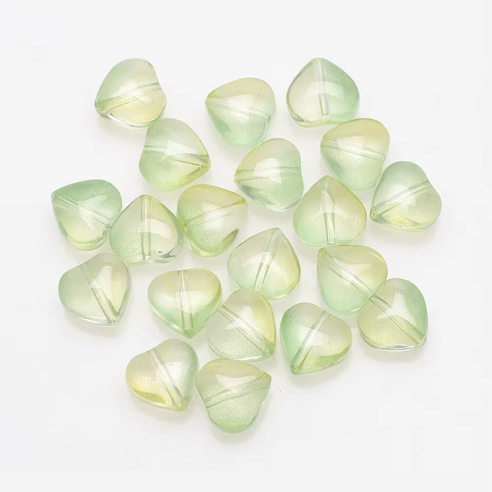 BBB 93 (e) Light greenish yellow  Heart Crystal glass beads ( 1 pc )