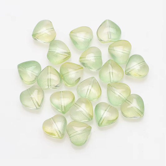 BBB 93 (e) Light greenish yellow  Heart Crystal glass beads ( 1 pc )