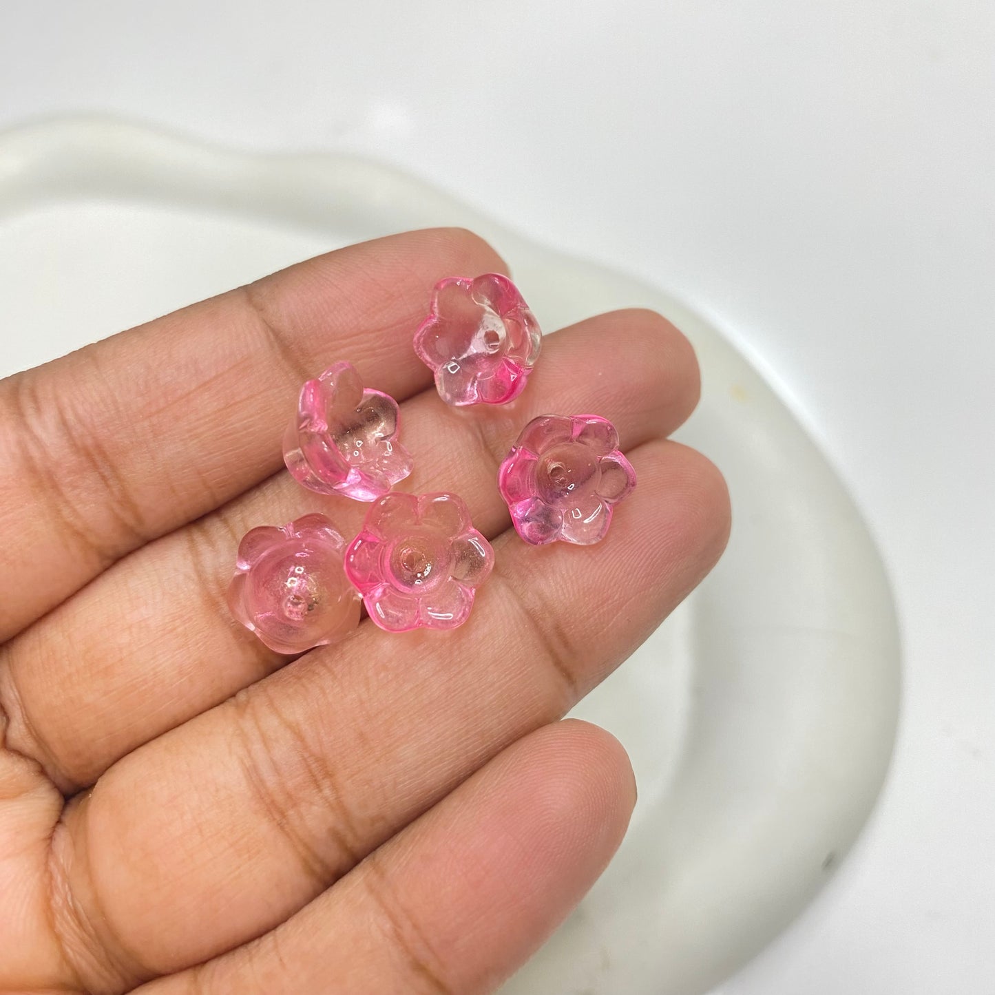 GB 1785 Sparkling pink flower glass bead ( 1 pc )