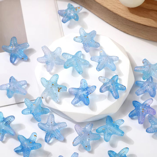 BBB 330 (h) Purplish Blue Star Fish Shiny Bead ( 1 pc ) UV Plated Acrylic ( 15 mm )