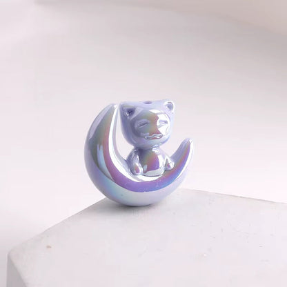 AB60 Cat Moon Luminous Shiny Big Bead ( 1 pc ) UV Plated Acrylic ( 28 mm )