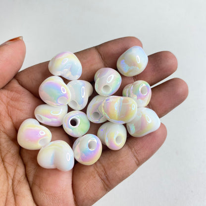 AB82 Heart dual Tone Luminous Shiny  Bead ( 1 pc ) UV Plated Acrylic ( 12 mm )