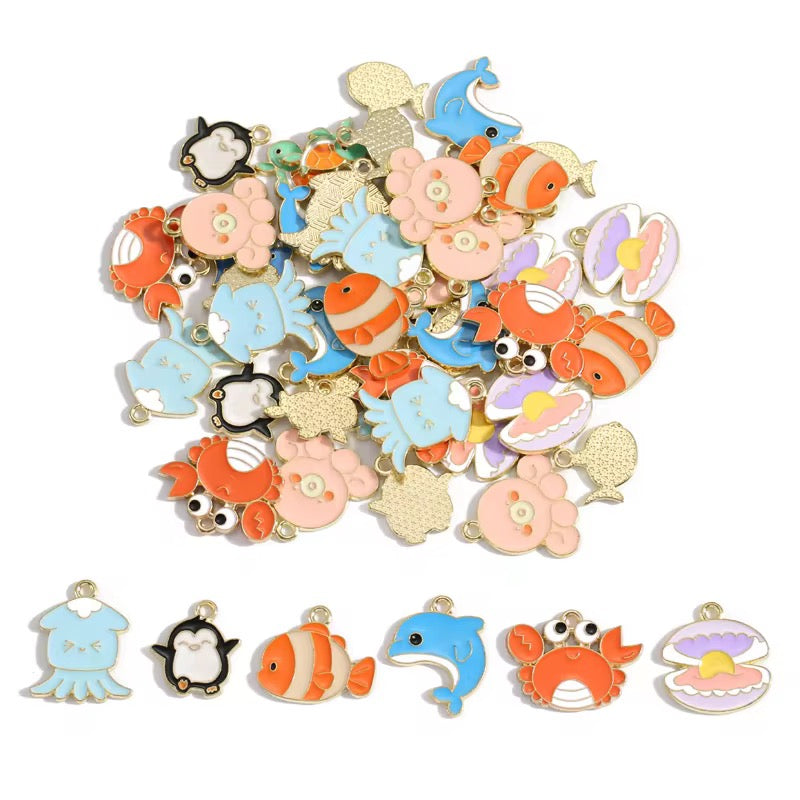BBB 423 Ocean Them Enamel bundle Charm ( 1 set - 10 pc ) High Quality Shine