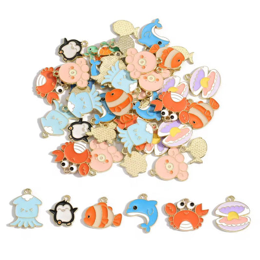 BBB 423 Ocean Them Enamel bundle Charm ( 1 set - 10 pc ) High Quality Shine
