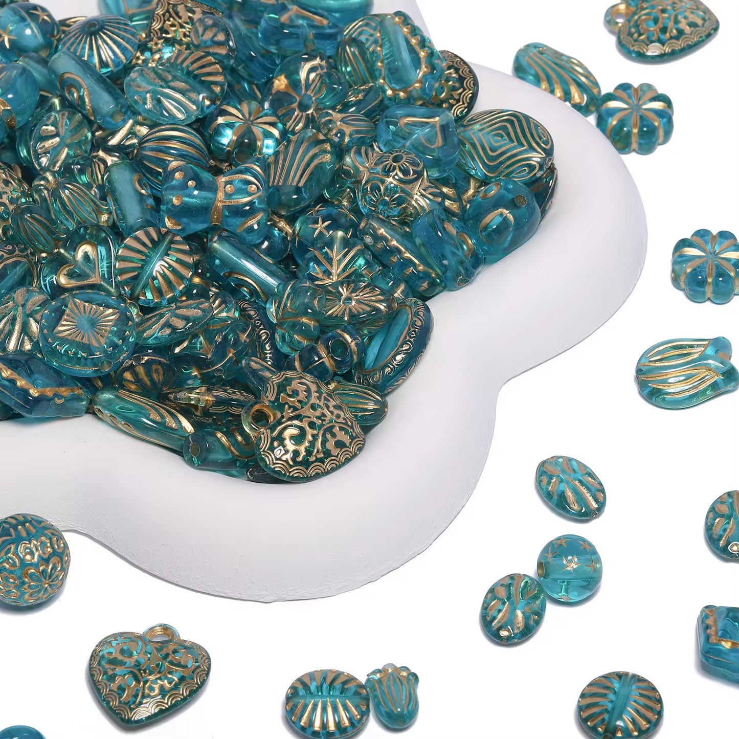 BBB 433 Vintage Czech Baroque Czech Acrylic beads ( 10 gram ) UV Gold plating