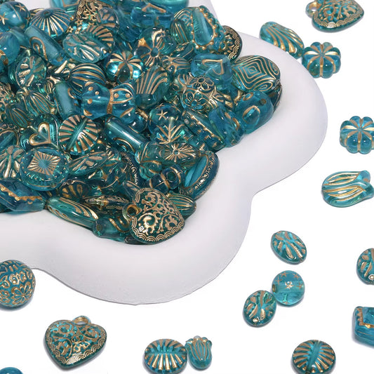 BBB 433 Vintage Czech Baroque Czech Acrylic beads ( 10 gram ) UV Gold plating