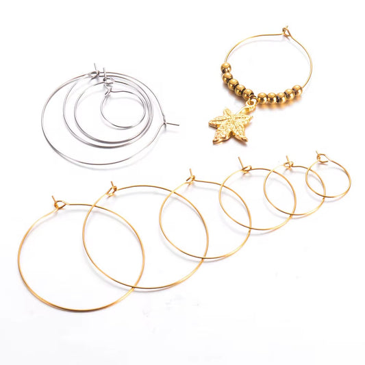 BBB 247 Circle Wire Hoop 18k Gold PVD plated stainless steel ( 2 pc ) anti tarnish