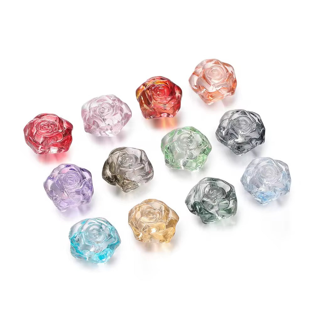 GB02B Rose Flower glass bead ( 1 pc ) Lampwork Bead