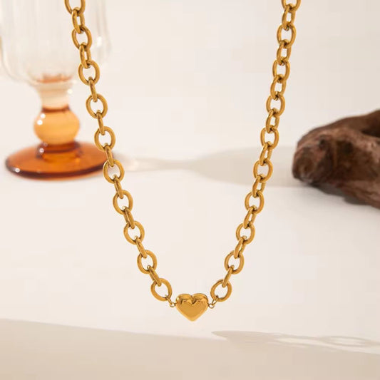 NSJ37F Chunky Heart Chain 18k gold PVD plated