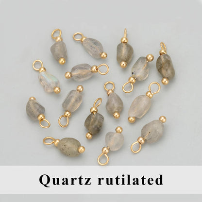 BBB 355 (d) Quartz Gemstone 18k gold plated charm ( 1 pc ) Anti tarnish