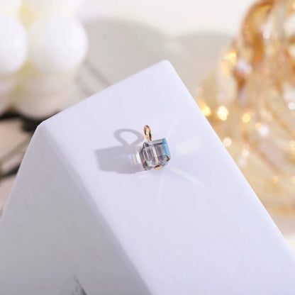 BBB 283 (a) Square Crystal Bead charm 14k gold plated crystal ( 1 pc ) Anti tarnish ( 8 mm )