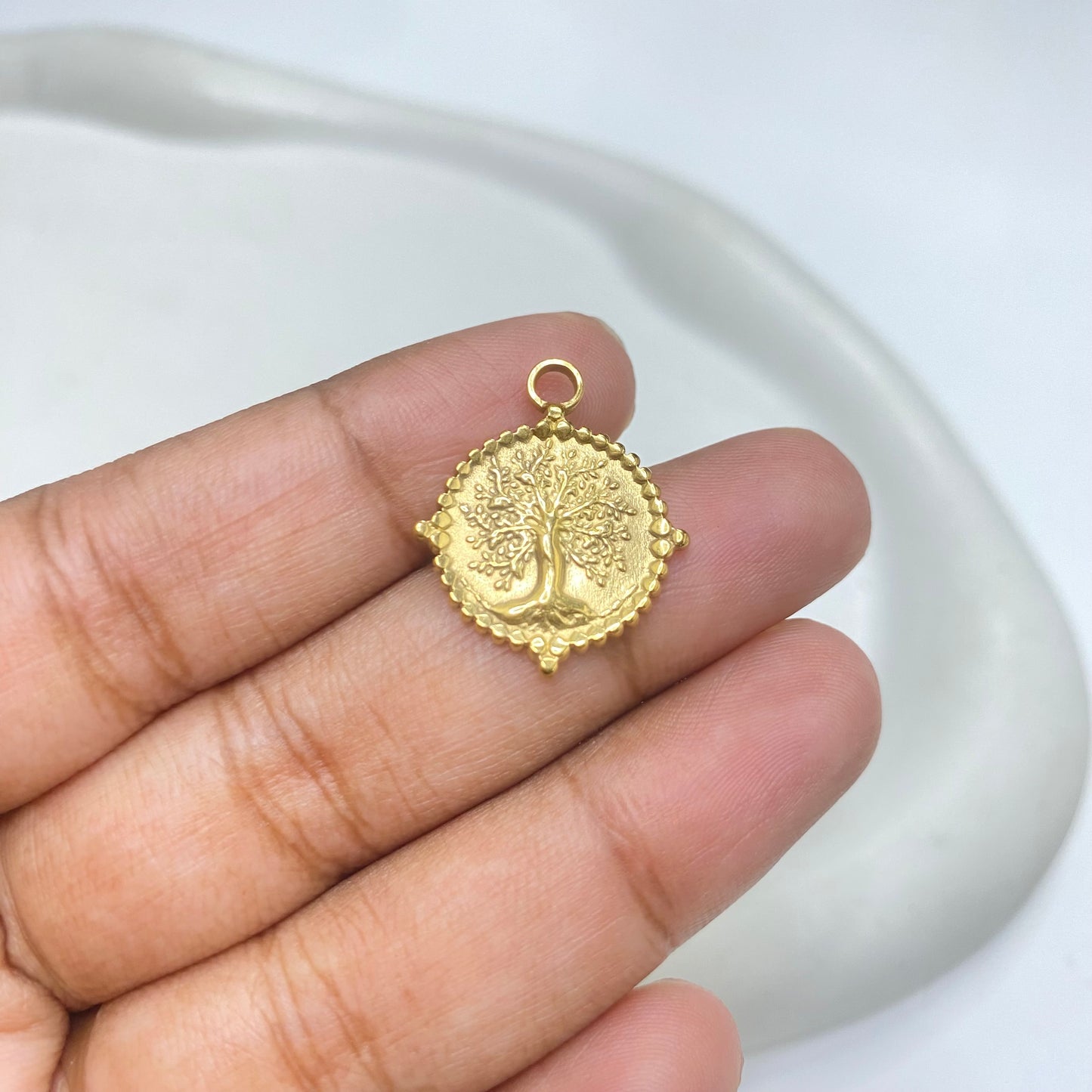 SS 2177 Vintage Tree round Stainless steel charm ( 1 pc ) Anti tarnish