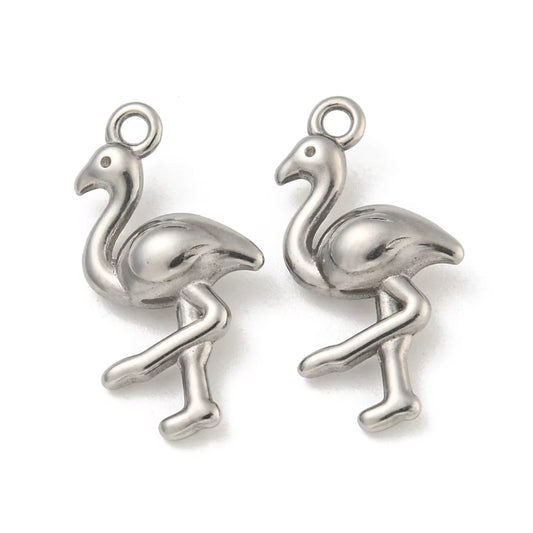 SS 3030 Crane Charm Platinum PVD plated stainless steel ( 1 piece ) Anti tarnish ( 6:15 mm )