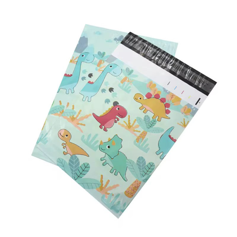 Cute Dinosaur Poly Mailer Bag -  Waterproof & Double Sided - Designer Premium Packaging ( 10:13 inch )