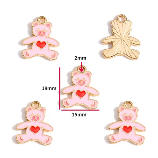 BBB 394 (e) Teddy Bear Pink Enamel Charm ( 1 pc ) High Quality Shine