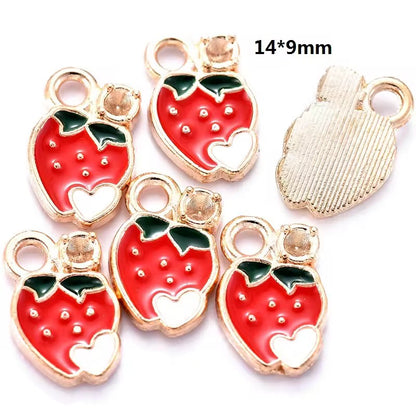 SS 2129 Strawberry Fruit enamel charm ( 1 pc ) High Quality Shine