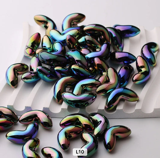 BBB 130 (j) Black Leaf UV plated Acrylic bead ( 1 pc )
