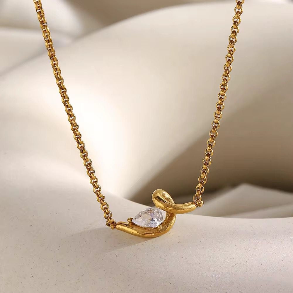 SJ 972 Water Drop Zircon Necklace  - Premium jewellery- 18k Gold PVD plated stainless steel - Anti tarnish
