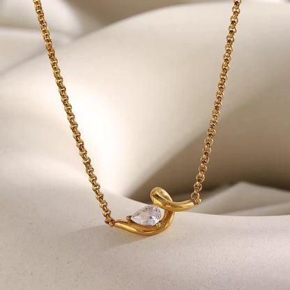 SJ 972 Water Drop Zircon Necklace  - Premium jewellery- 18k Gold PVD plated stainless steel - Anti tarnish