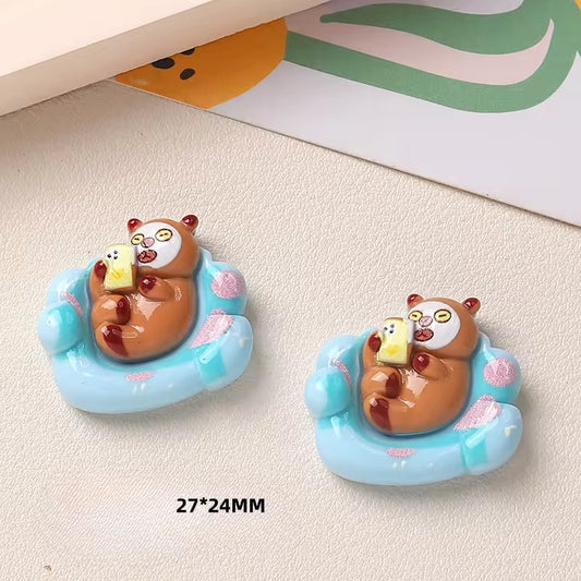 BBB 059 (b) Capibara cartoon Kawai themed resin charm ( 1 pc ) with / without Hook