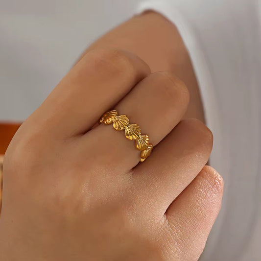 SJ 437 Shell Ring Adjustable - 18k Gold PVD plated stainless steel - Anti tarnish - Wholesale