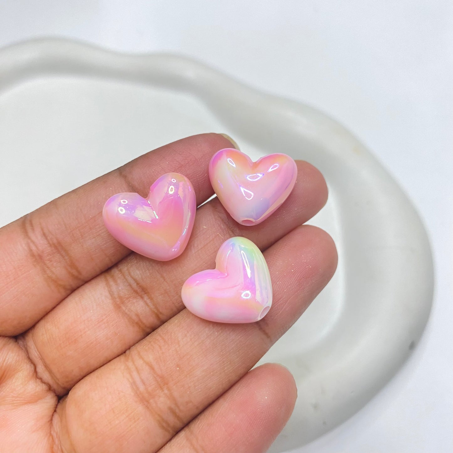 BBB 170 (B) Pink rainbow shiny luminous Acrylic bead ( 1 pc )