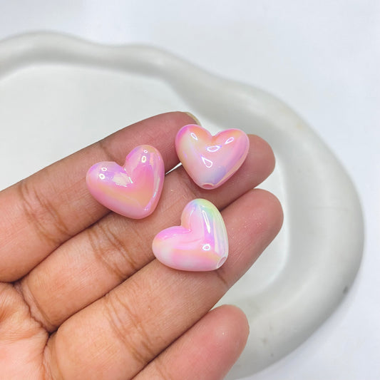 BBB 170 (B) Pink rainbow shiny luminous Acrylic bead ( 1 pc )